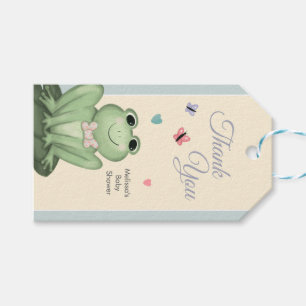 Whimsical Blue Frog Baby Boy Shower Favour Gift Tags
