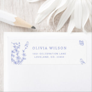 Whimsical Blue Garden Chinoiserie Adresse de retou