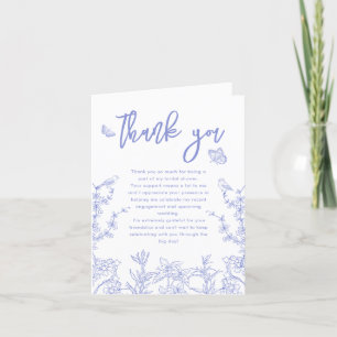 Whimsical Blue Garden Chinoiserie Bridal Shower Thank You Card