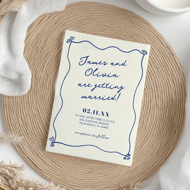Whimsical Blue Hand Drawn Wedding Invitation (Creator Uploaded)