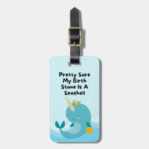 Whimsical Blue Narwal Unicorn Luggage Tag