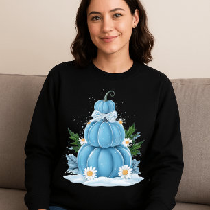Whimsical blue pumpkin cozy seasonal sweatshirt