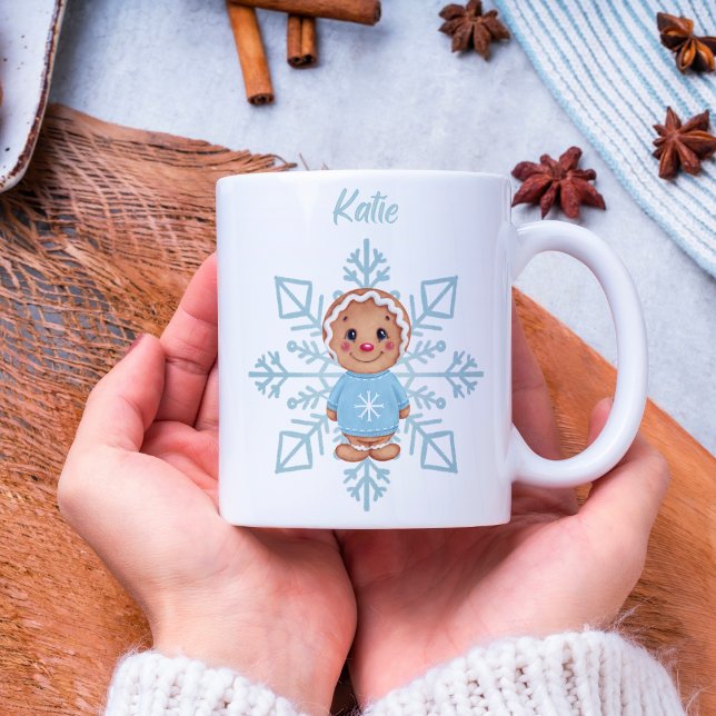 Whimsical Blue Snowflake and Winter Gingerbread   Coffee Mug (Creator Uploaded)