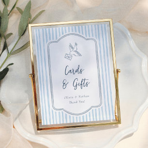 Whimsical Blue Stripes Cards & Gifts Wedding Sign