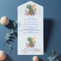 Whimsical Blue Teal Dragon Baby Shower