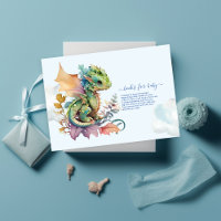 Whimsical Blue Teal Dragon Baby Shower