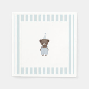 Whimsical blue teddy bear napkin