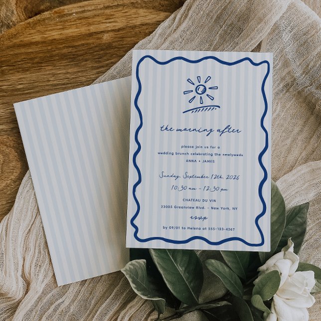 Whimsical Blue The Morning After Brunch Invitation (Creator Uploaded)