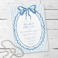 Whimsical Blue Watercolor Bow Stripe Bridal Shower