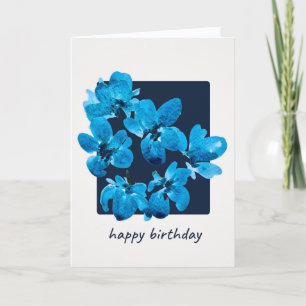Whimsical Blue Watercolor Floral Birthday Card