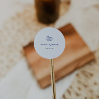 Whimsical Blue Wedding Envelope Seal