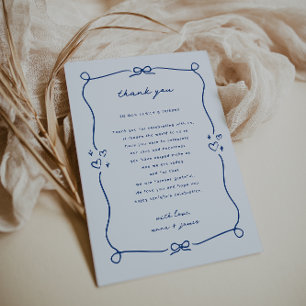 Whimsical Blue Wedding Reception Table Thank You Card