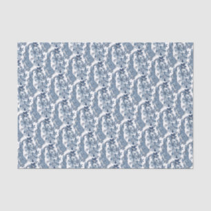 Whimsical Blue White Bunny Rabbit Floral Pattern Tissue Paper