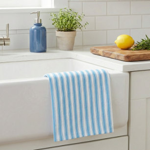 Whimsical Blue White Stripe Preppy Kitchen Towel