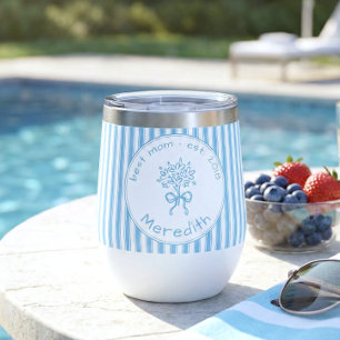 Whimsical Blue White Stripe Preppy Mom Established