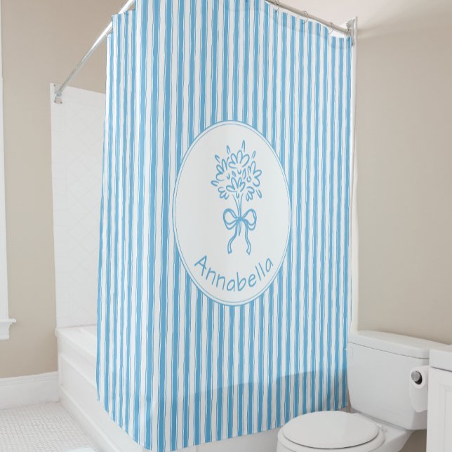 Whimsical Blue White Stripe Preppy Monogram (Creator Uploaded)
