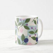 Whimsical Blueberry Garden Floral Mug
