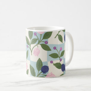 Whimsical Blueberry Garden Floral Mug