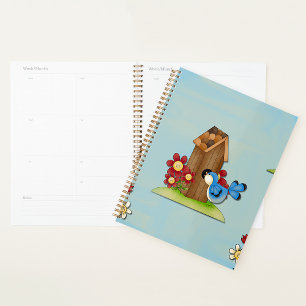 Whimsical Bluebird and Birdhouse Cute Spring Planner