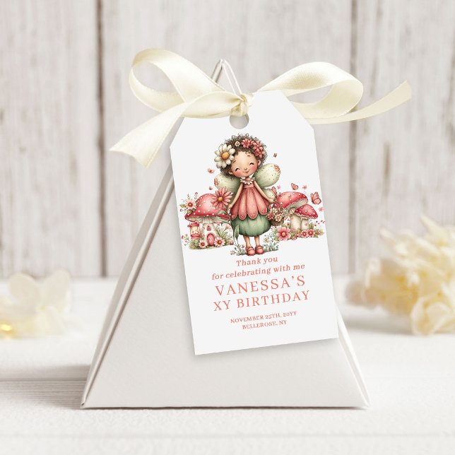 Whimsical Blush Fairy 2nd Birthday Favour Gift Tag (Whimsical Blush Fairy 2nd Birthday Favor Gift Tags)