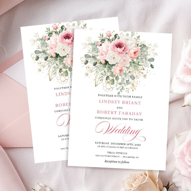 Whimsical Blush Floral Boho Wedding Invitation (Whimsical Blush Floral Boho Wedding Invitation)