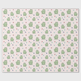 Whimsical Blush Watercolor Frog Baby Shower Wrapping Paper