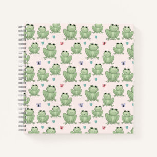 Whimsical Blush Watercolor Frog Kids Notebook