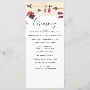 Whimsical Bohemian free spirit wedding programs