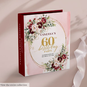 Whimsical Boho Blush Burgundy Gold 60th Birthday Binder