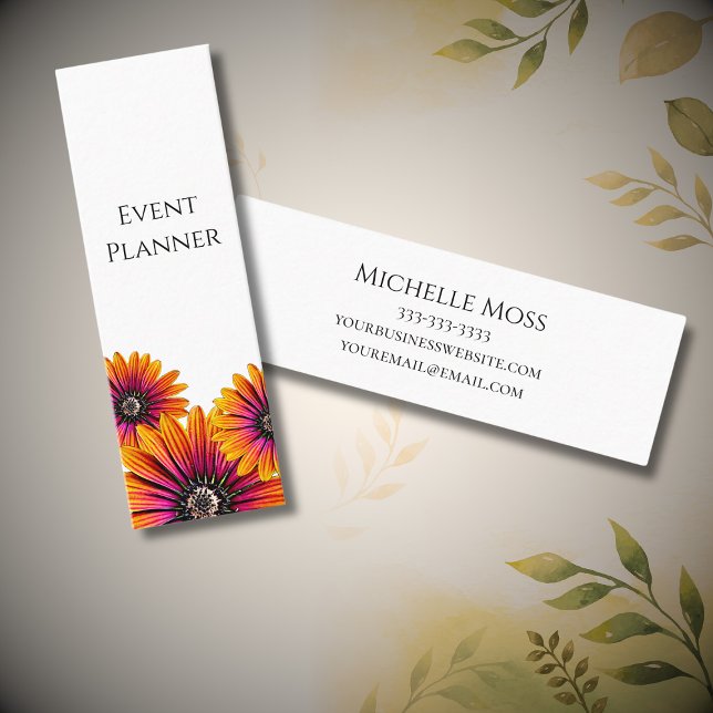 Whimsical Boho Botanical Daisies Event Planner Mini Business Card (Creator Uploaded)