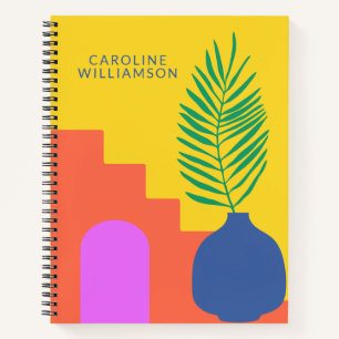 Whimsical Boho Botanical Shapes Personalized Name Notebook