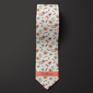 Whimsical Boho Botanical Tie