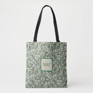 Whimsical Boho Botanical Vines Monogram Tote Bag