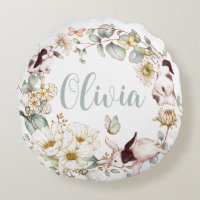 Whimsical Boho Chic Bunny Rabbit Botanical Floral