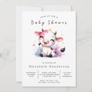 Whimsical Boho Chic Cow Baby Shower Invitation