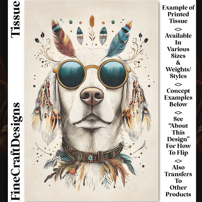 Whimsical Boho Chic Labrador Dog CK8 Decoupage Tissue Paper (Creator Uploaded)