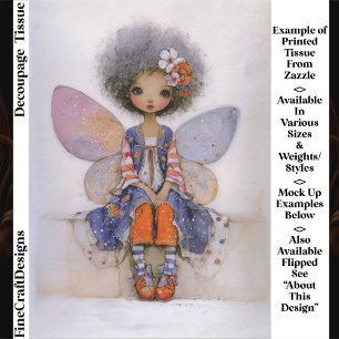 Whimsical Boho Fairy with Afro Hair EQ1R Decoupage Tissue Paper