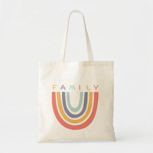Whimsical Boho Family Rainbow Graphic Tote Bag