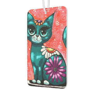 Whimsical Boho Folk-Art Kitty Cat Cottagecore Air Freshener