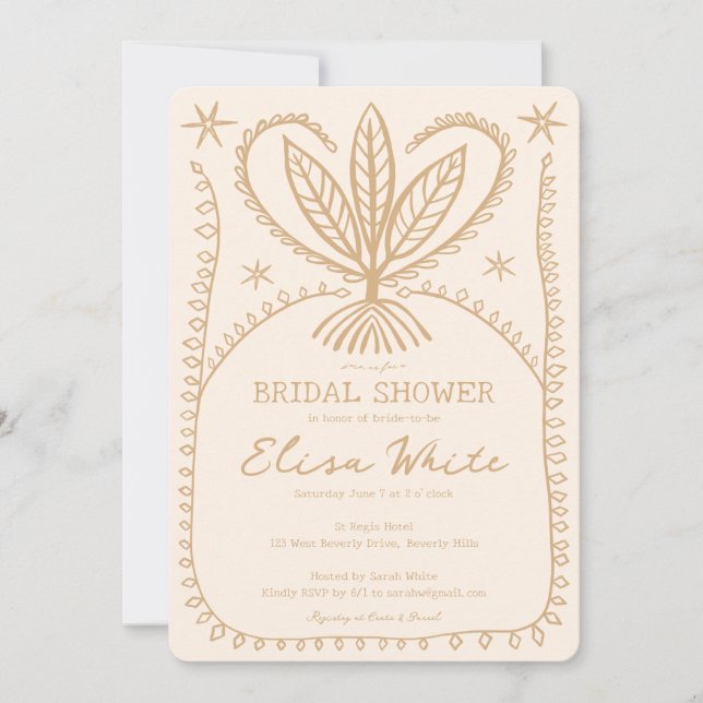 Whimsical Boho Frame Elegant Bridal Shower CUSTOM  Invitation (Front)