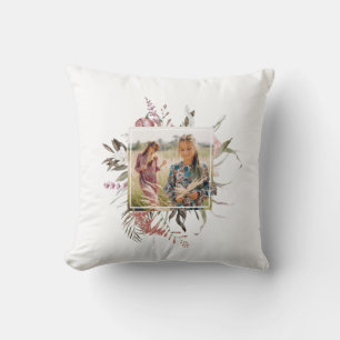 Whimsical Boho Frame Photo Throw Pillow