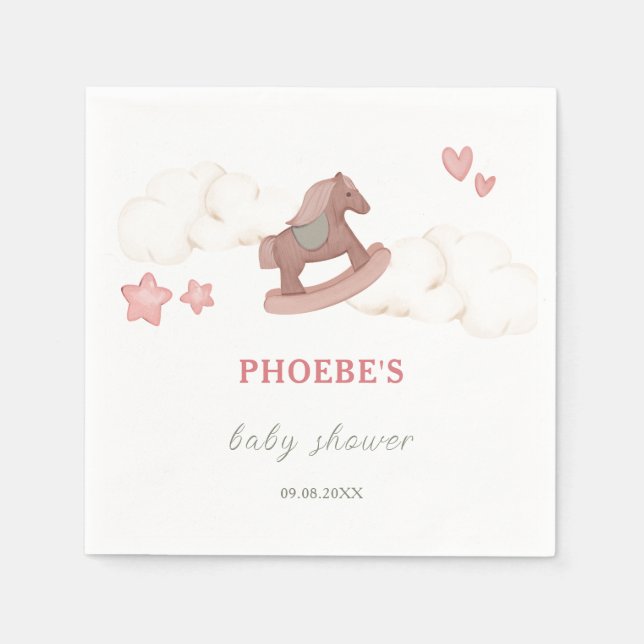 Whimsical Boho Horse Magical Cloud Illustration Napkin (Front)