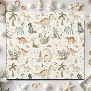 Whimsical Boho Jungle Dinosaur Pattern Fleece Blanket
