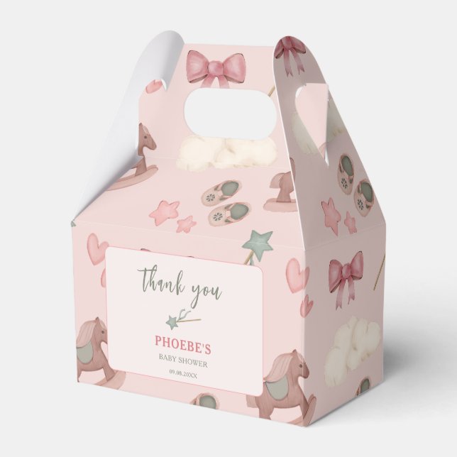 Whimsical Boho Nursery Bassinet Dreams Horse Favor Box (Front Side)