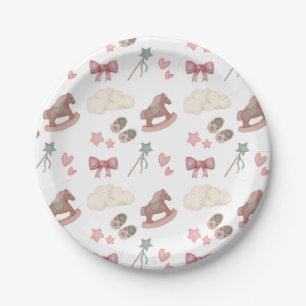 Whimsical Boho Nursery Bassinet Dreams Horse Paper Plate