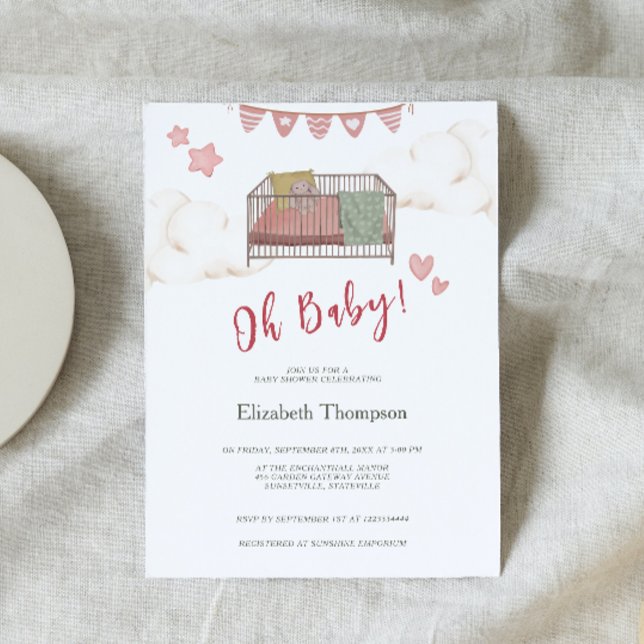 Whimsical Boho Nursery Bassinet Dreams  Invitation (Creator Uploaded)
