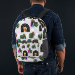 Whimsical Boho Owl & Tropical Monstera Leaf Printed Backpack<br><div class="desc">Embrace a blend of mystical charm and tropical vibes with this unique surface pattern. Featuring a rhythmic arrangement of wise owls nestled in boho-style arches alongside iridescent owls and lush Monstera leaves, this design is perfect for those who love eclectic and modern nature-inspired aesthetics. Whether you are looking to create...</div>