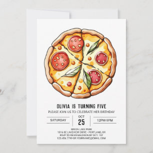 Whimsical Boho Pizza Birthday Invitation