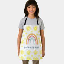 Whimsical Boho Rainbow and Sun 5th Birthday Kid
