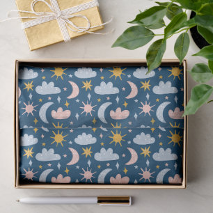 Whimsical Boho Rainbow & Floral Seamless Pattern Tissue Paper